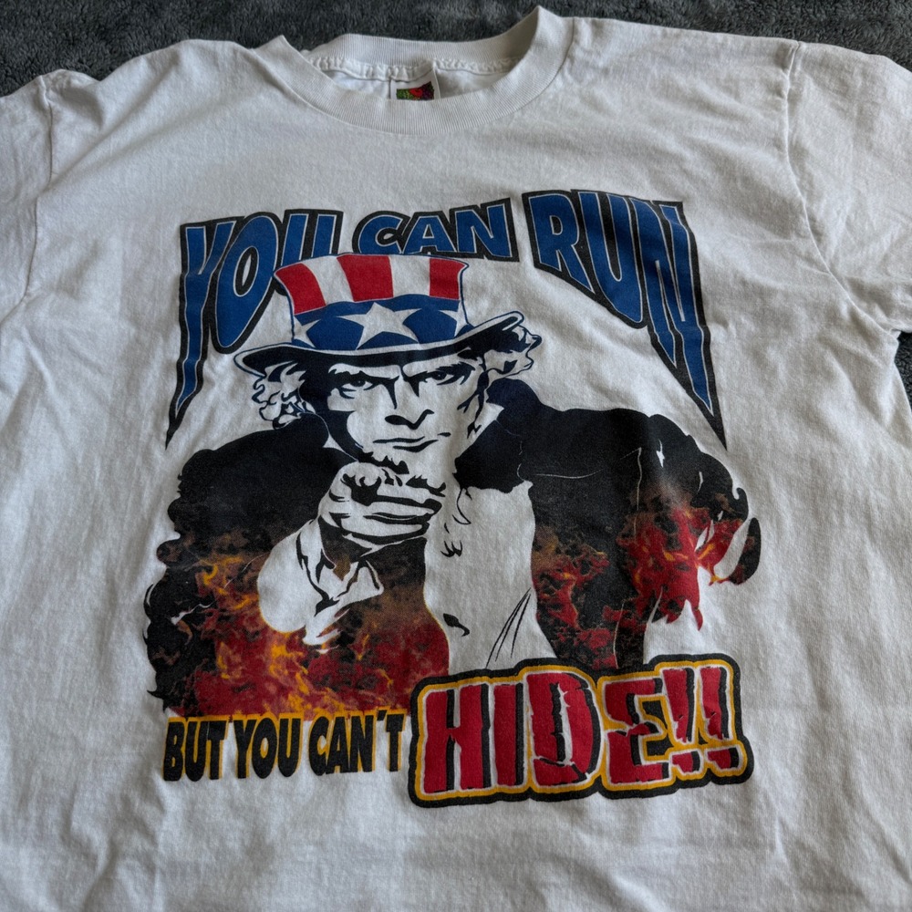Vintage FOTL Uncle Sam You Can Run But You Can't Hide Graphic T-Shirt L - Picture 7 of 7